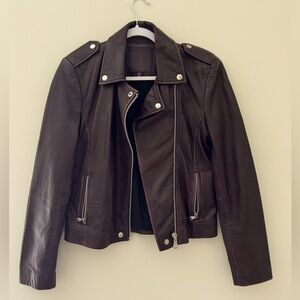 Amaryllis Genuine Dark Purple Leather Jacket